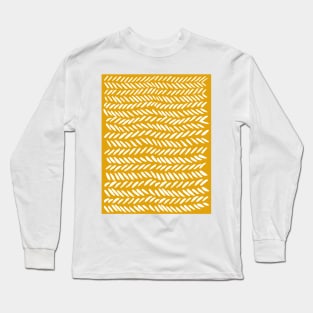 Knitting pattern - white on ochre Long Sleeve T-Shirt
